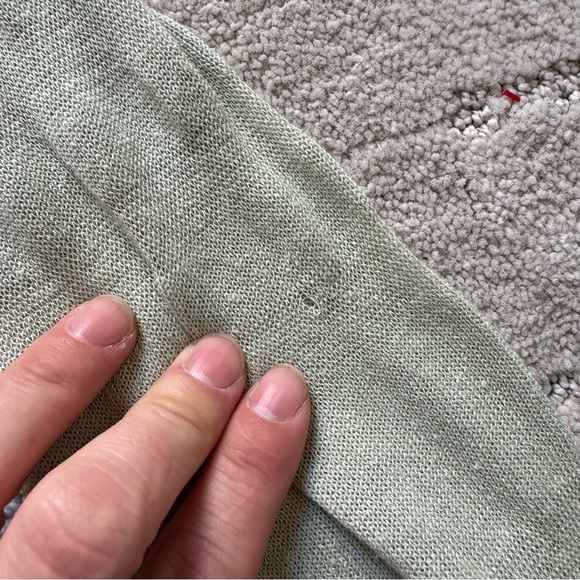 ✨ Anthropologie Moth Sage Green Linen Blend Striped Light Sweater - Picture 7 of 7